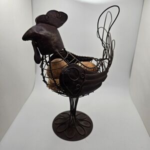 Rustic Metal Chicken Wire Basket Figurine Farmhouse Country Hen Decor